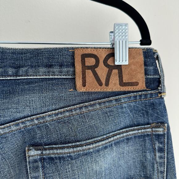 RRL Ralph Lauren Jeans Men 32x32 Selvedge Denim Low Straight USA Made Fade Whisk - Picture 5 of 16